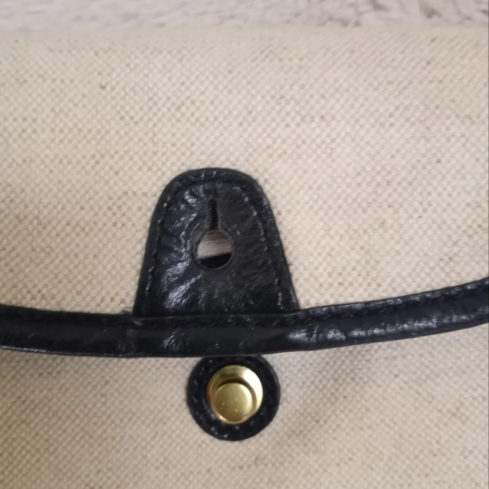 J. Crew Classic Canvas & Leather Casual  Mini Bag W Front Pocket Gold Stud Close